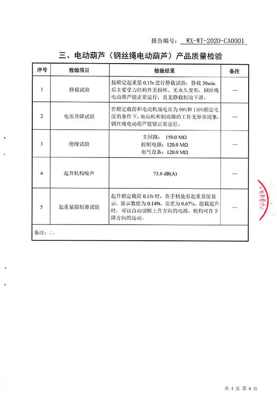 电动葫芦（钢丝绳电动葫芦）产品质量检测报告-7